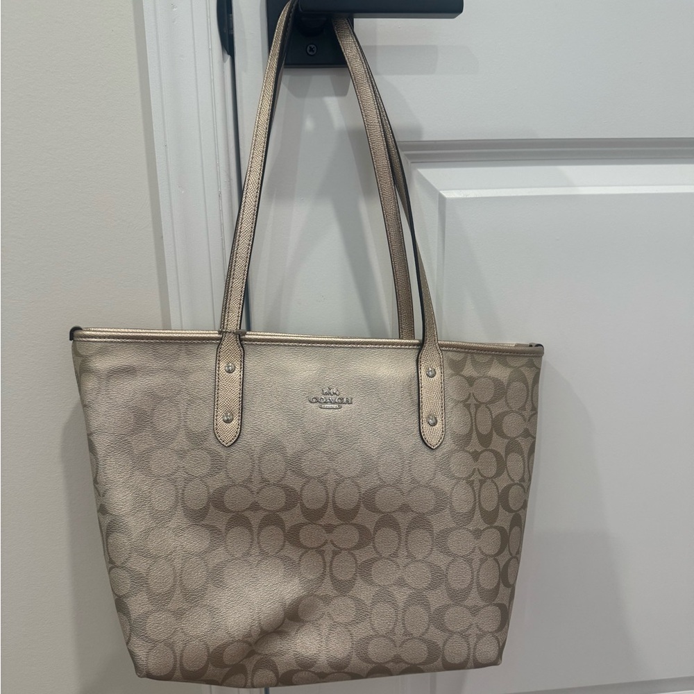 Coach Beige Signature Tote